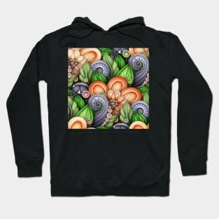 Colored Nature Inspired Pattern with Floral Motifs Hoodie